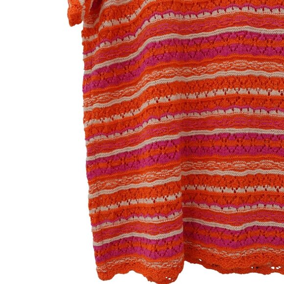 Belle by Kim Gravel Summer Boho Pointelle Stripe Sweater Sz 3X Orange Knit - Picture 5 of 15